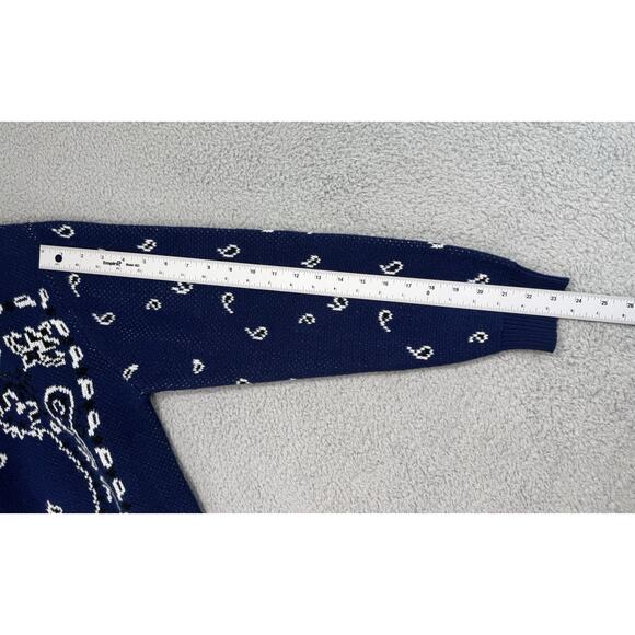 Supreme Bandana Sweater Pullover Crewneck Navy Blue Long Sleeve Medium - Picture 12 of 16
